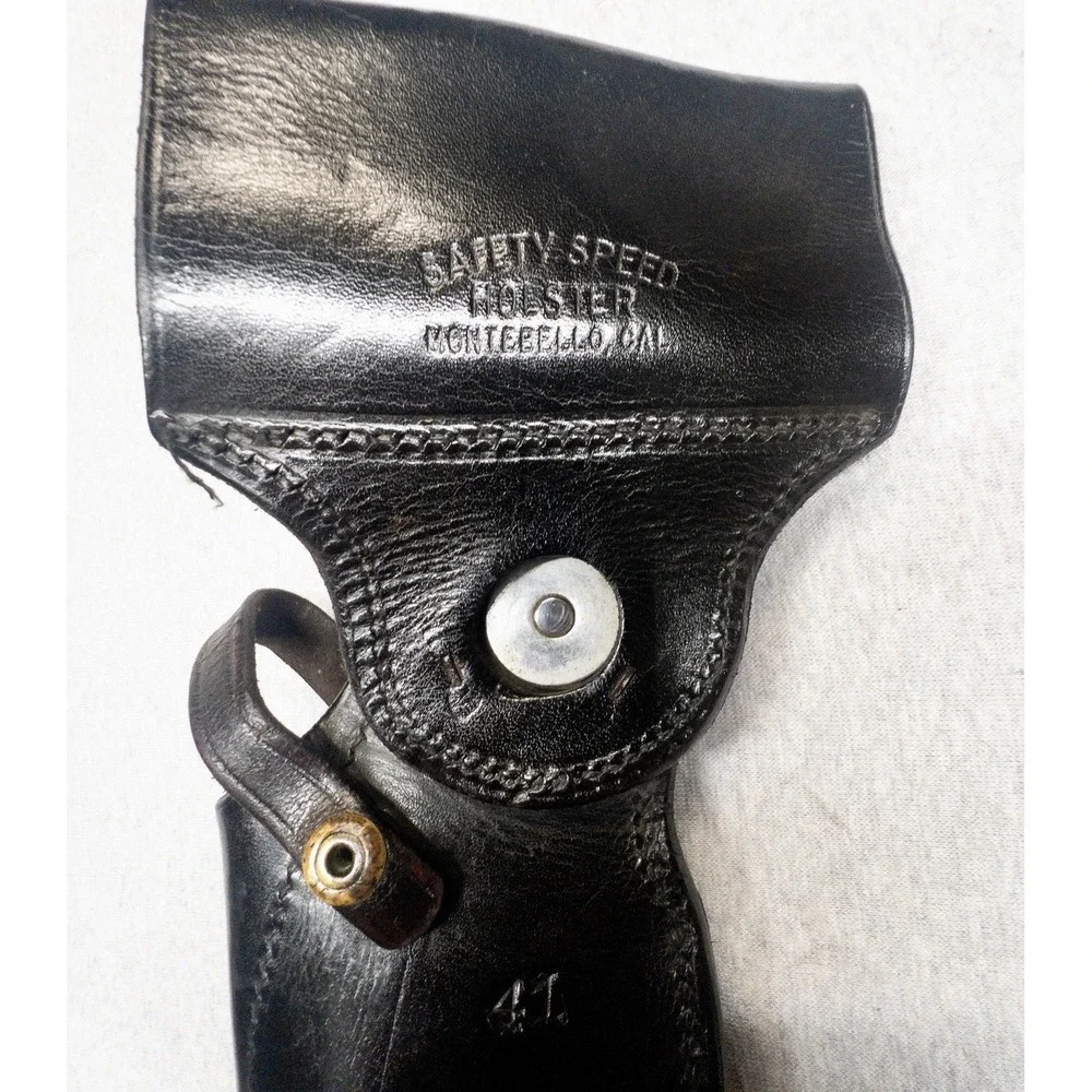 Vtg Safety Speed Black Leather Holster #41 Outdoors Utility Shooting Made In USA